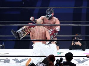 グレート・ムタ、最後の降臨で勝利…卒塔婆に血で「完」としたため魔界