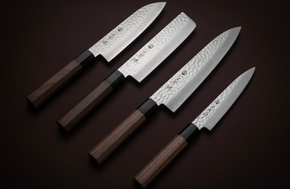 一文字 漣 VG10 槌目積層 和牛刀 ウォールナット柄 – 堺一文字光秀