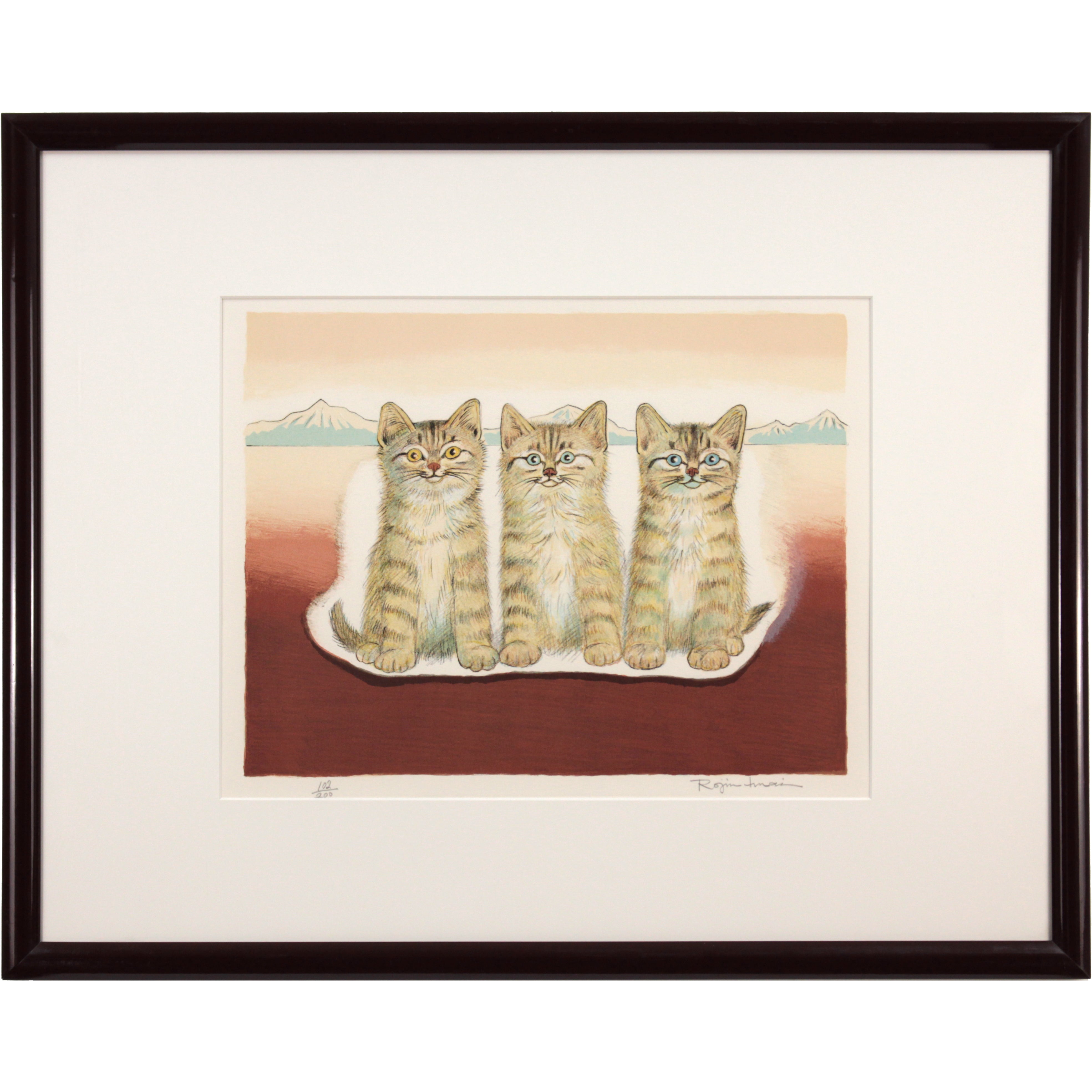 今井ロヂン 『子猫たち』 リトグラフ - 北海道画廊