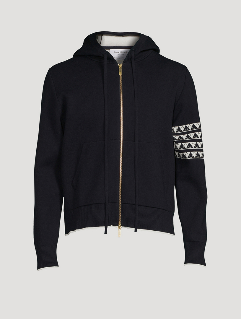 THOM BROWNE Zip Hoodie With Hector Jacquard Back | Holt Renfrew
