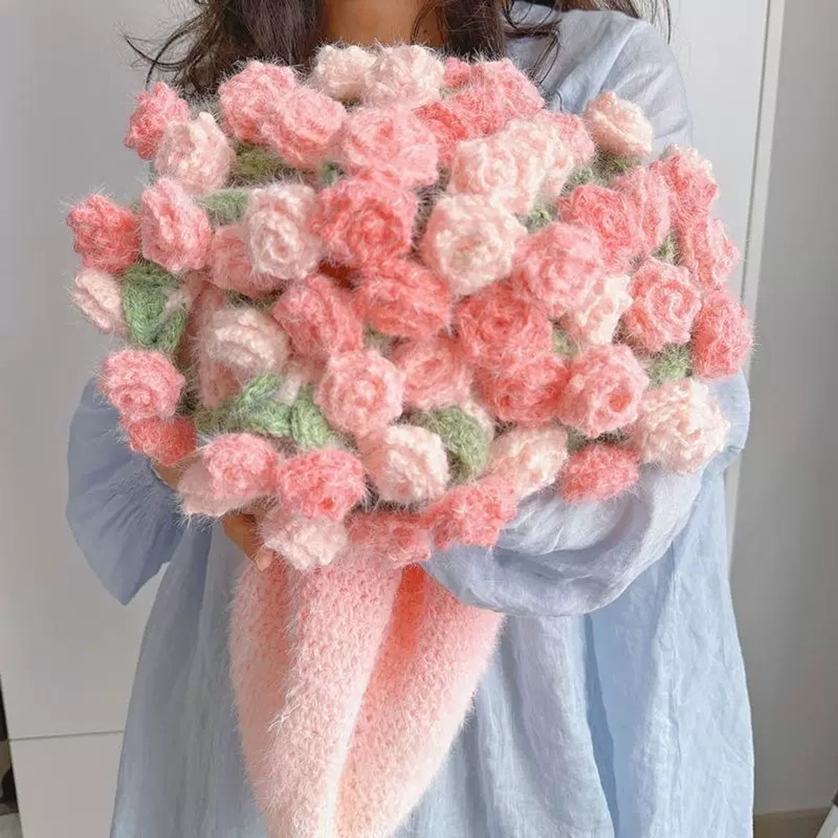 手編みキット】花束ブランケット全9色｜選べるサイズと葉っぱ有無