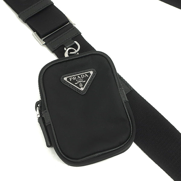 プラダ PRADA Re-Nylon x サフィアーノレザー 2VD034 ブラック
