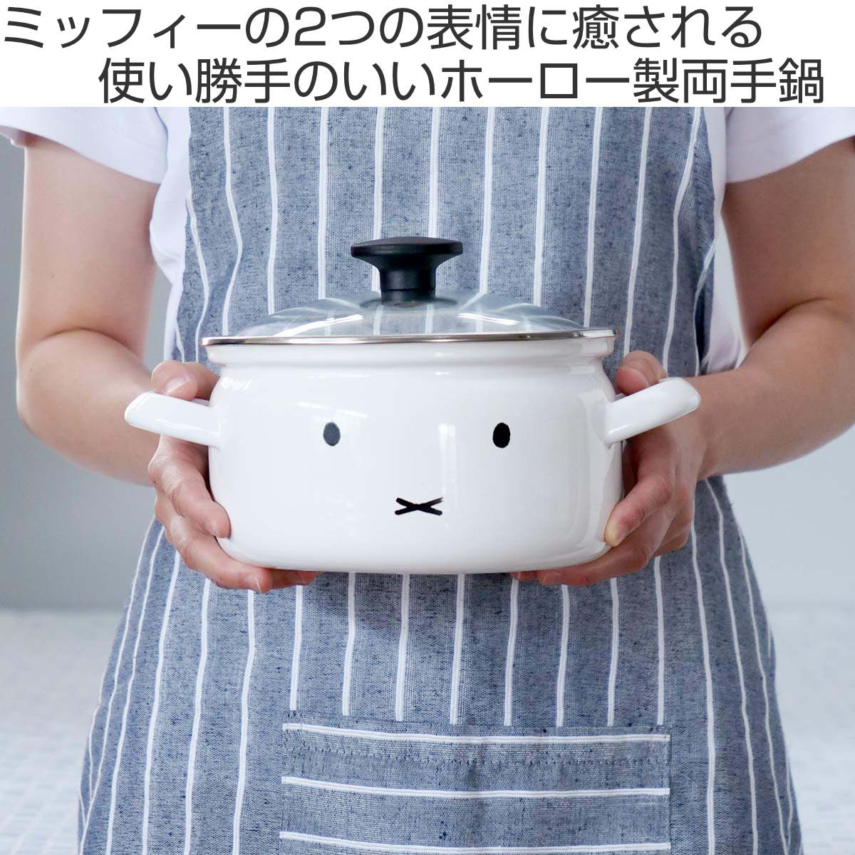 両手鍋 18cm IH対応 富士ホーロー ミッフィーフェイス – ハウジー
