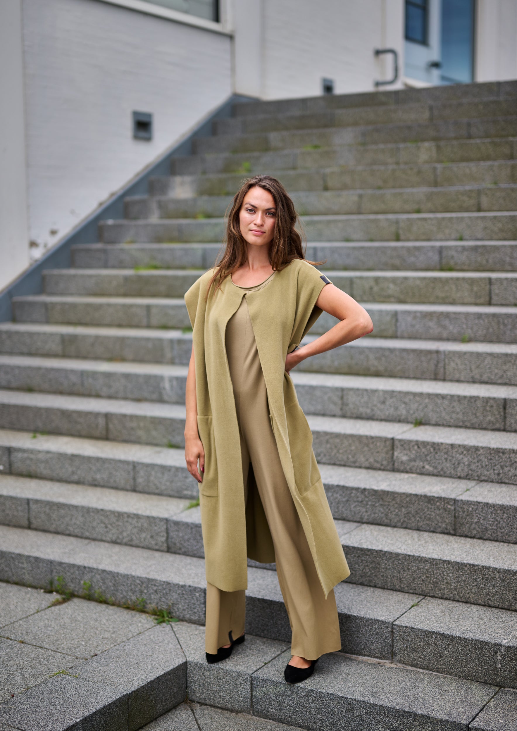LONG VEST - 7169 - OLIVE