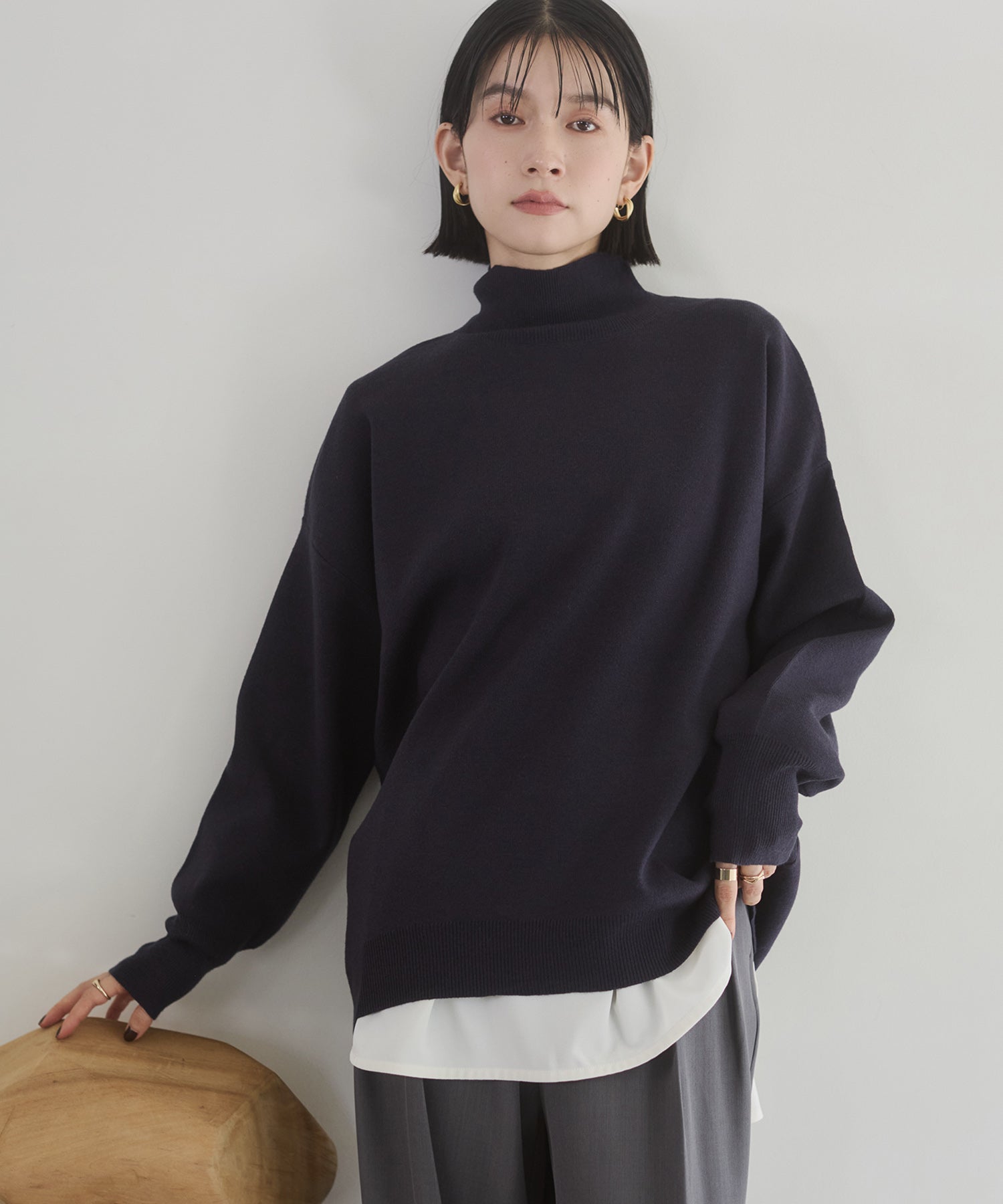 静電気防止】やわもちヤーン タートルドルマンニット