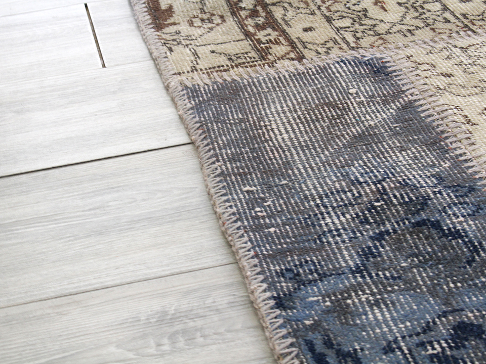 リサイクル・パッチワークラグ303×200cm アイボリーベージュ・ペール