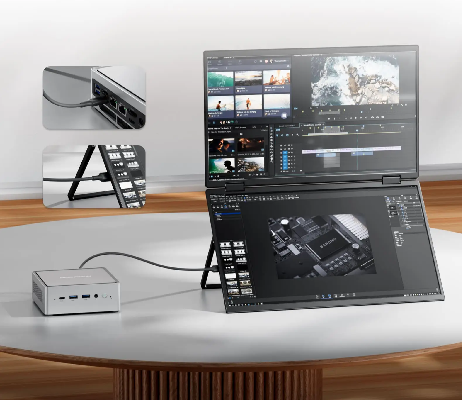 Minisforum MDSA156 折り畳んで持ち運べるデュアル モバイルモニター