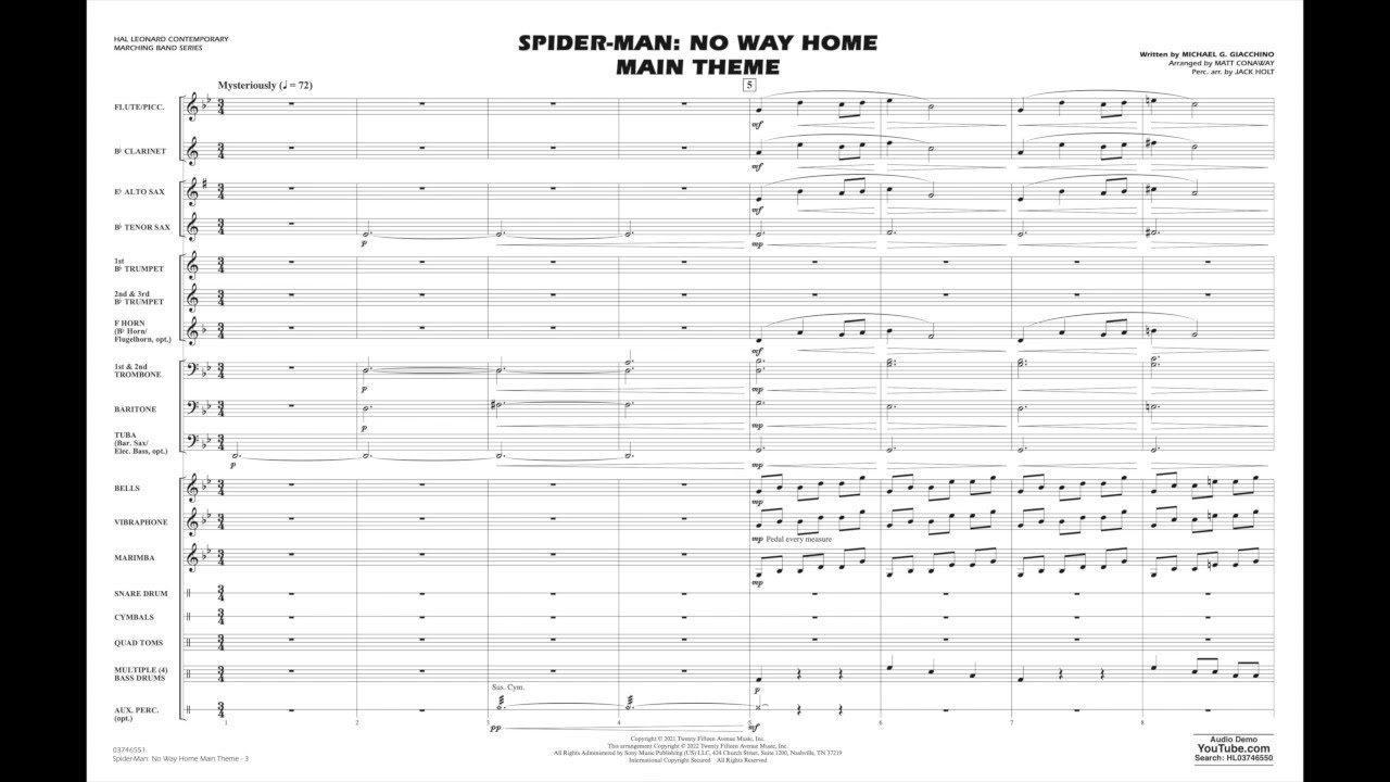 値下げしました】マーチング楽譜 テーマ・フロム・スパイダーマン