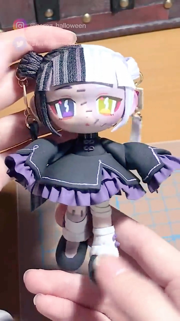 粘土と糸で｢キョンシー系女の子｣作ってみた👻💜💛#フィギュア #ドール