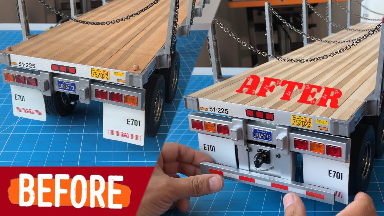 Tamiya FLATBED SEMI-TRAILER RC 1/14 | heavy rear safety bar with