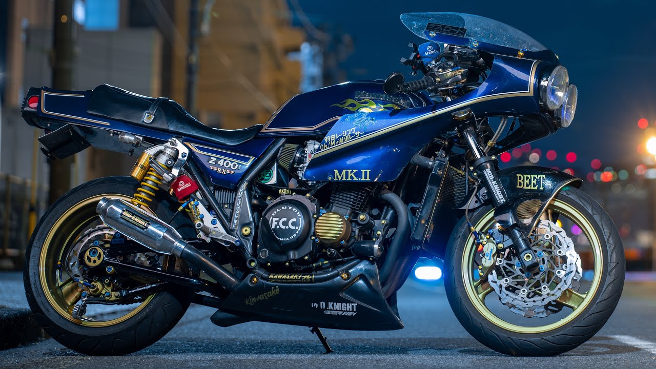 Kawasaki ZRX400 カフェレーサーカスタム MID-KNIGHTモナカマフラー