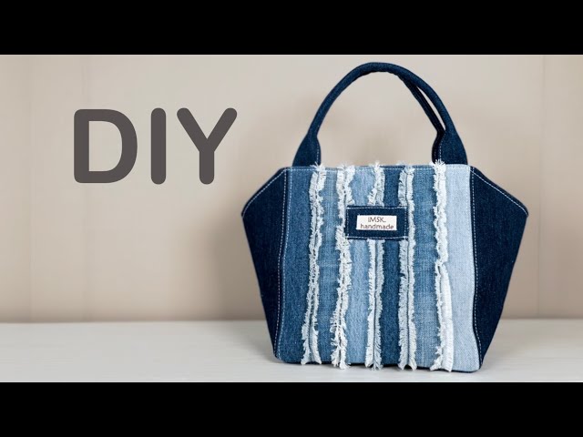みみ。 リメイクデニム☆サイドフリンジトートバッグ みみ。 リメイク