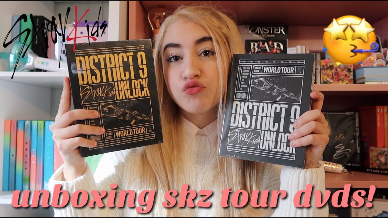 unboxing stray kids district 9 unlock tour dvds! (standard & blue