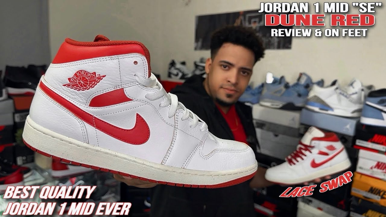 Best Quality Jordan 1 Mid Ever ! Dune Red - Review, On Feet & Lace