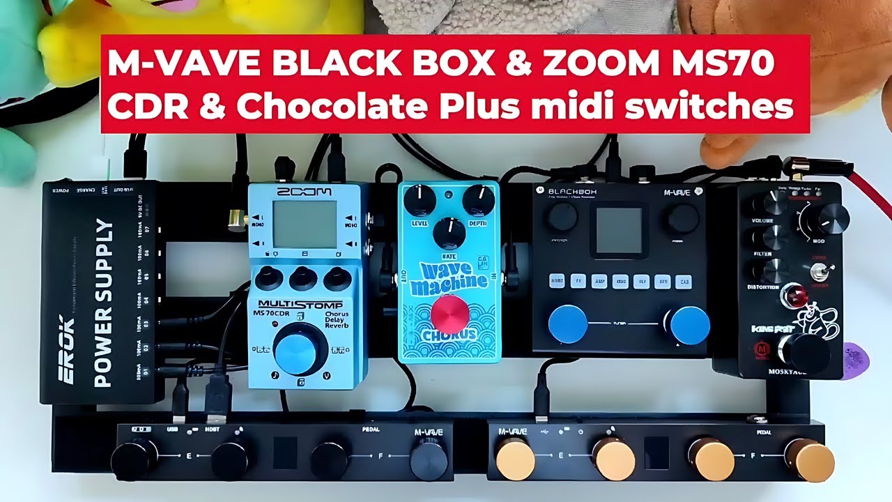 M-VAVE Black Box + ZOOM MS70CDR + Chocolate midi switcher on a
