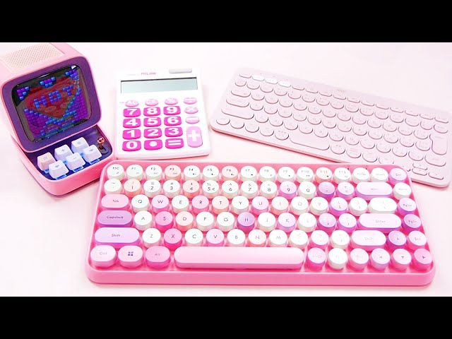 ASMR】PINK KEYBOARD & CALCULATOR & DITOO TYPING SOUNDS ピンクの