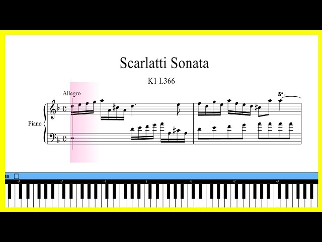 スカルラッティ ソナタ K.1 L336 ニ短調 楽譜 - YouTube