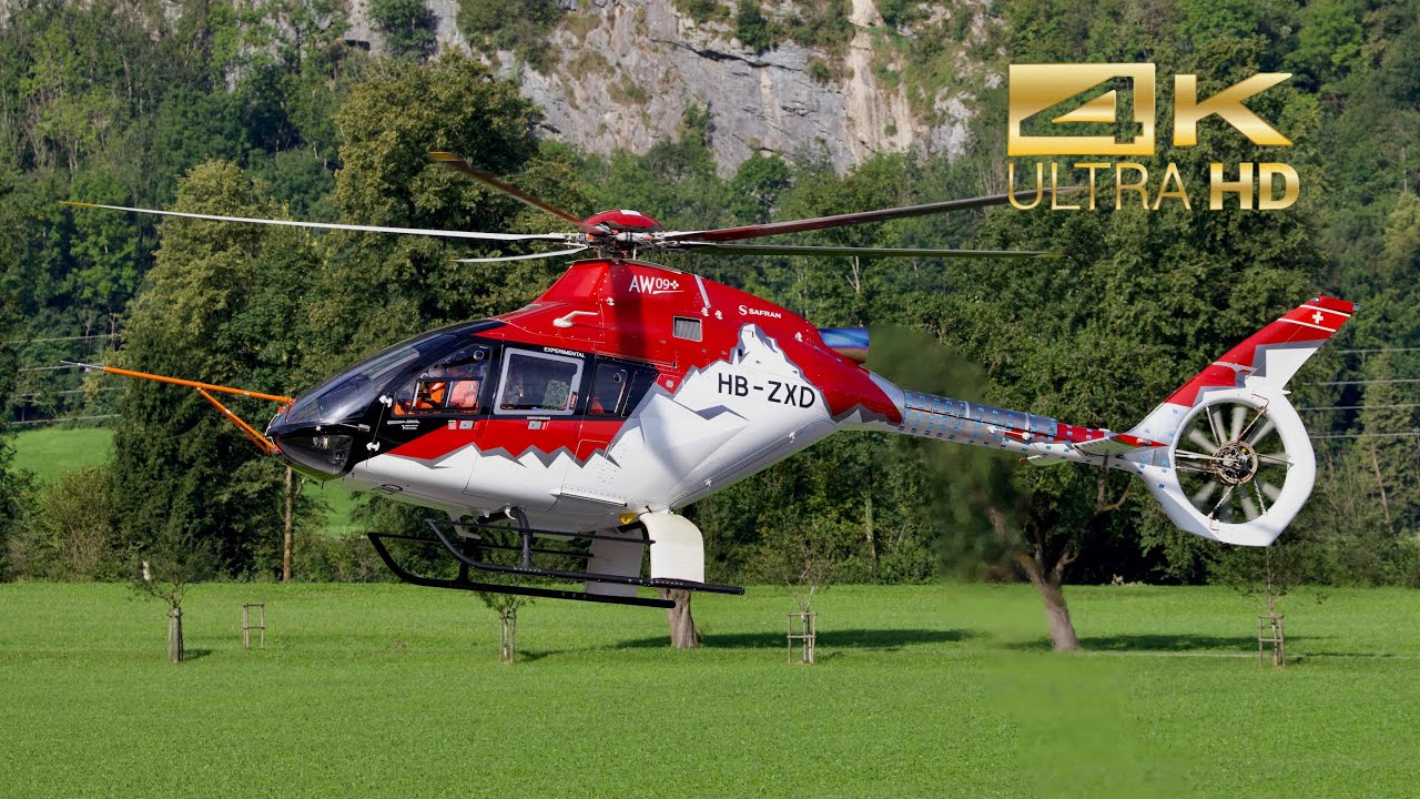 4K) Leonardo AW09 Test flight HB-ZXD at Mollis Air Base LSZM - YouTube