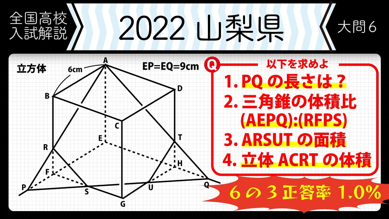 2022年全国高校入試数学解説】山梨 大問6 高校入試 高校受験 令和4