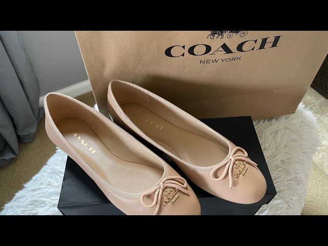 Coach Outlet Alina Ballet Flats Beige Leather Unboxing - YouTube