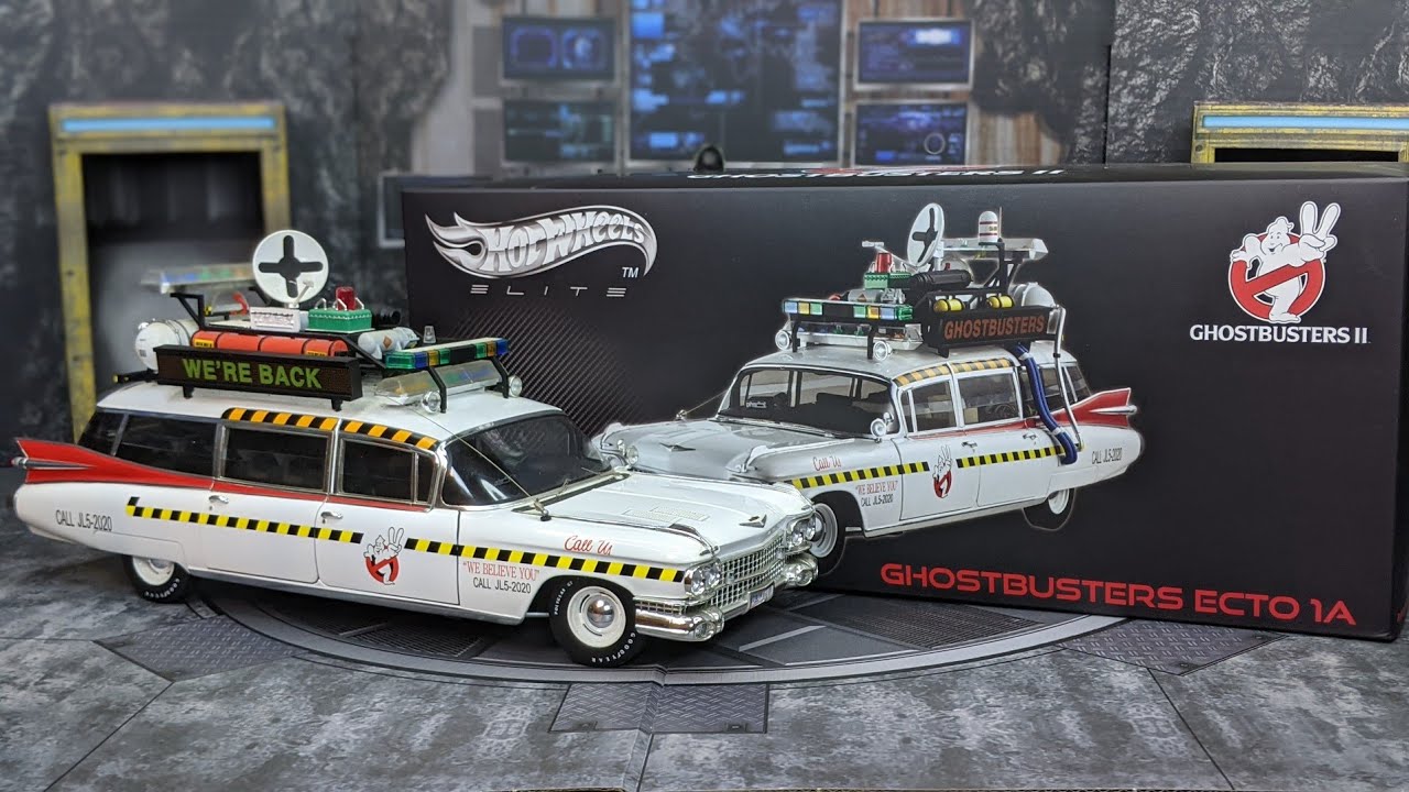 Hot Wheels Elite 1/18 Die Case Ghostbusters Ecto-1A Review - YouTube
