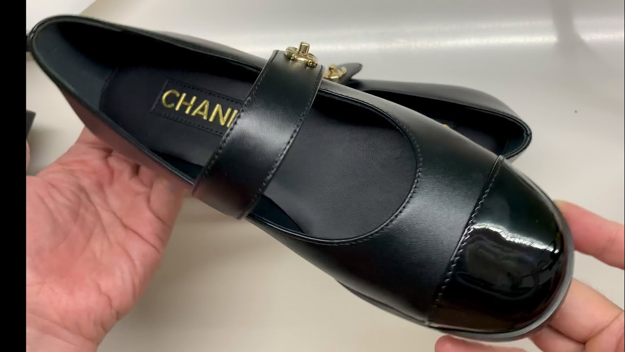 A Few Fair Shoes - Chanel Mary Jane Flats Black in Calf - YouTube