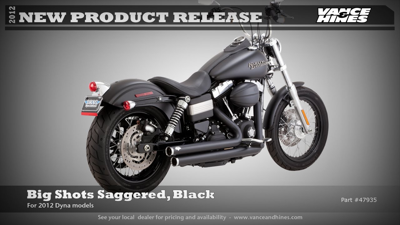 Big Shots Staggered, Black for 2012 Dyna FXDB Street Bob - YouTube