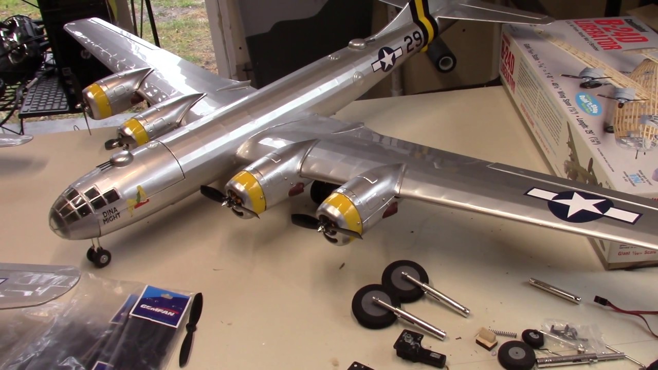 guillows B-24 B-29 power set up - YouTube