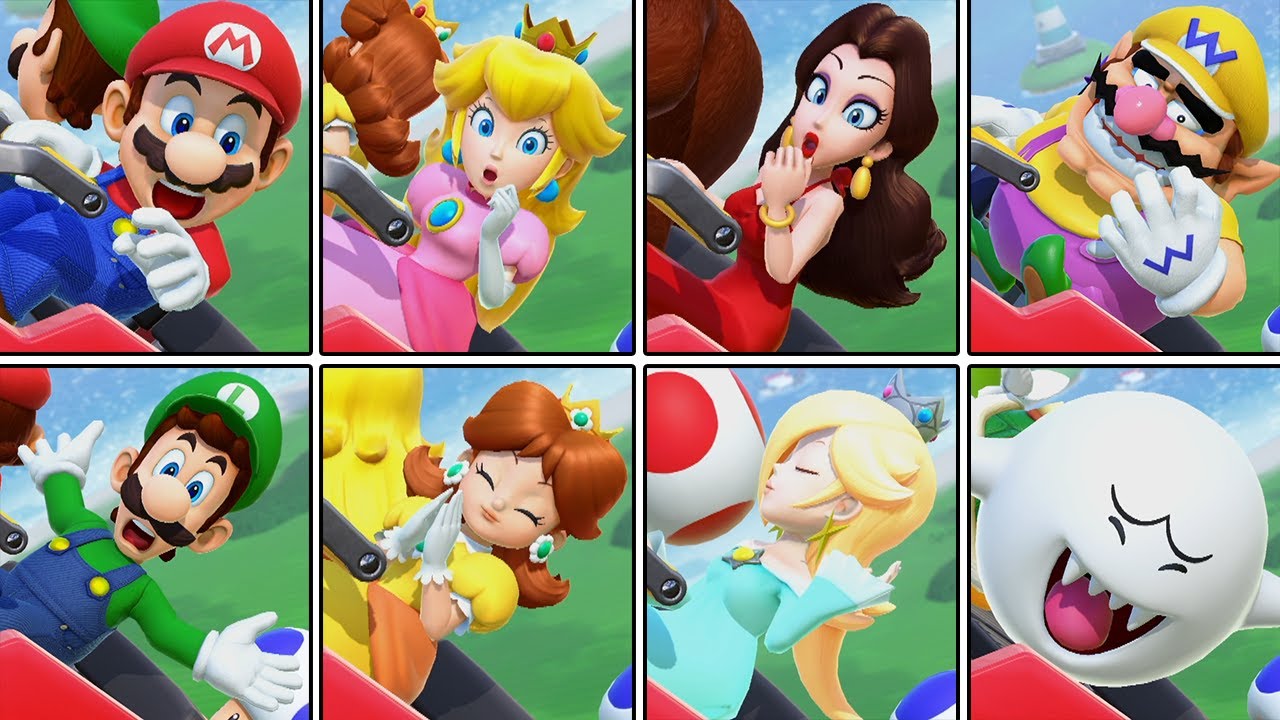 All Characters Carnival Coaster Reactions to Heights - Super Mario