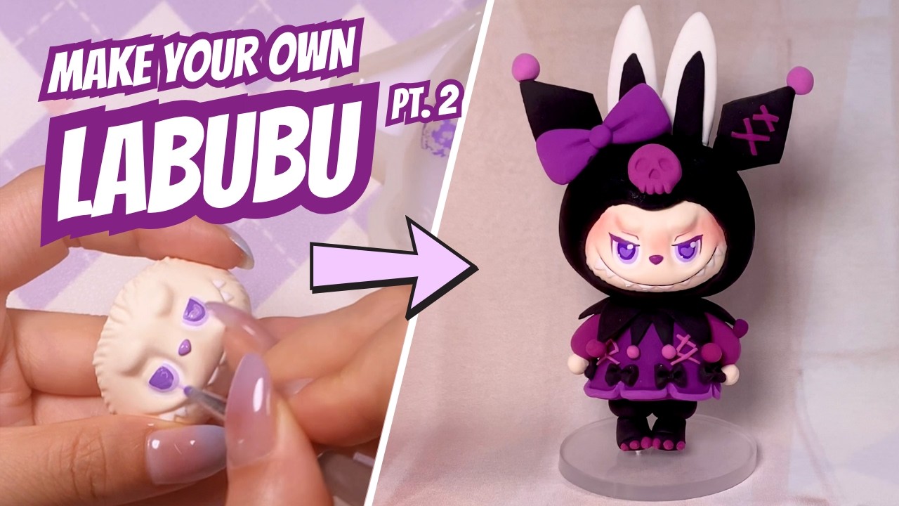 Labubu Pt.2: Labubu x Kuromi Clay Figure | Step-by-Step DIY