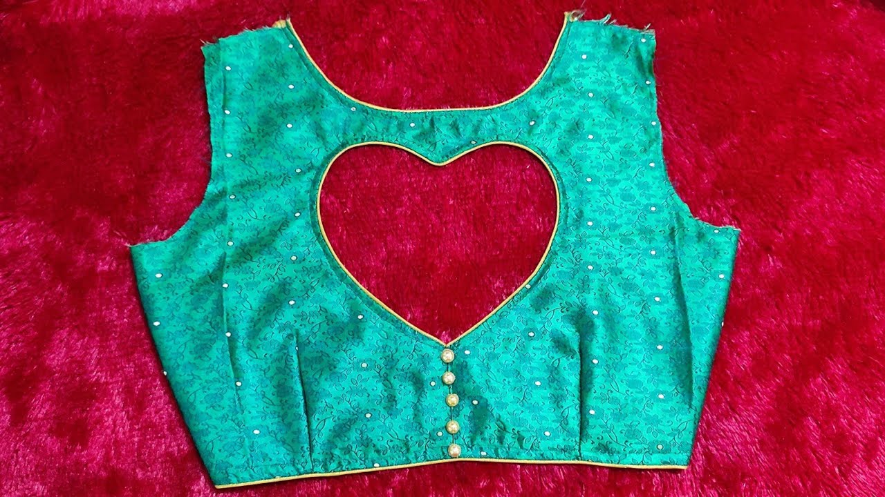 Beautiful heart shape blouse back neck design cutting and