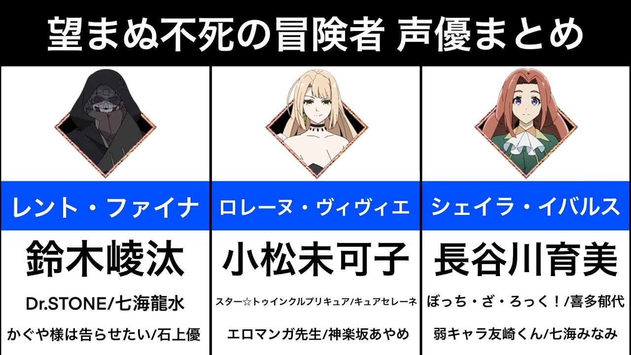 望まぬ不死の冒険者】声優まとめ - YouTube