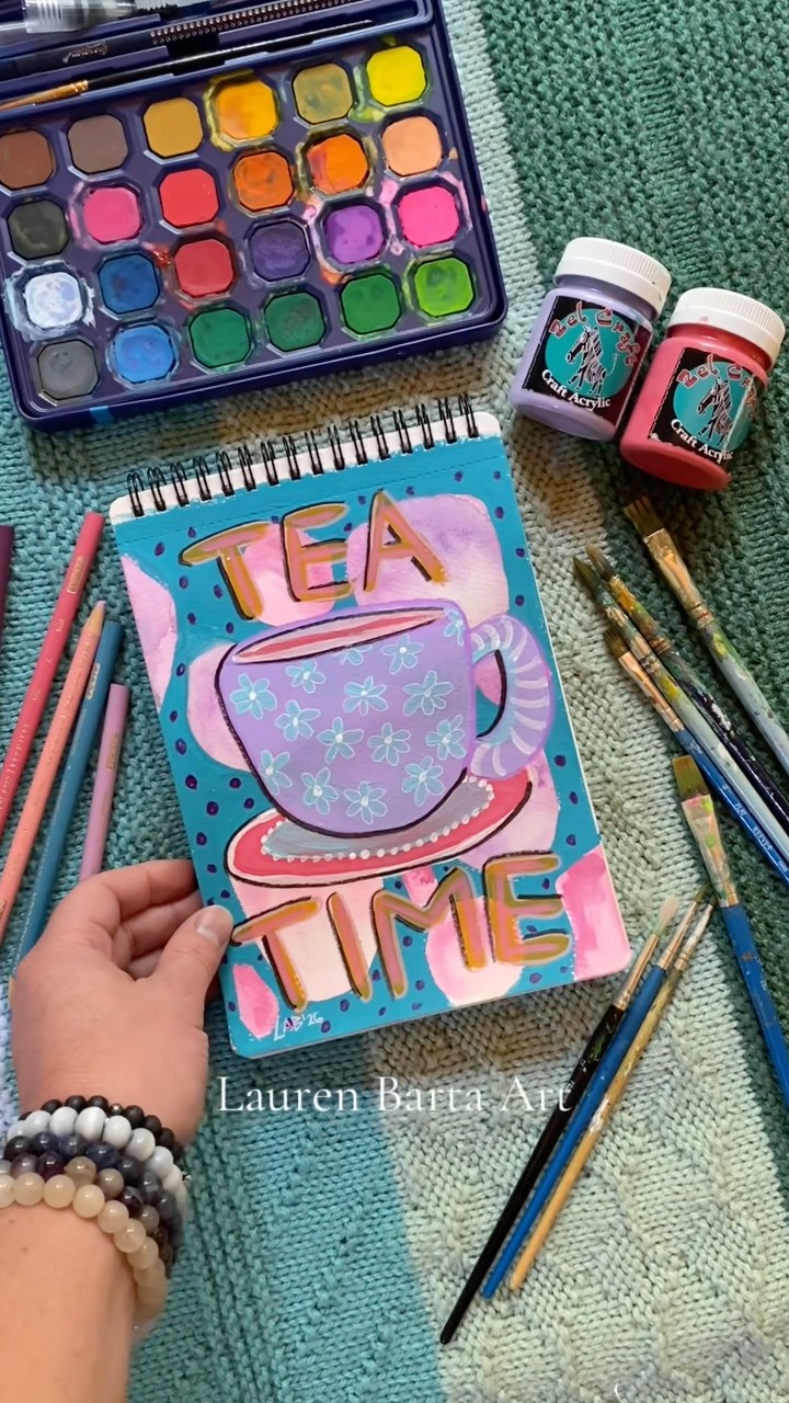 Tea Time sketchbook art 🫖🎨 #sketchbook #sketchbookart #painting