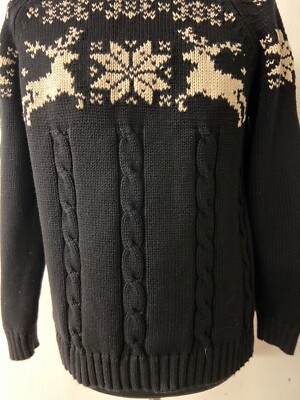 Vintage 80s Cotton Sweater from Lands End brand | Black with