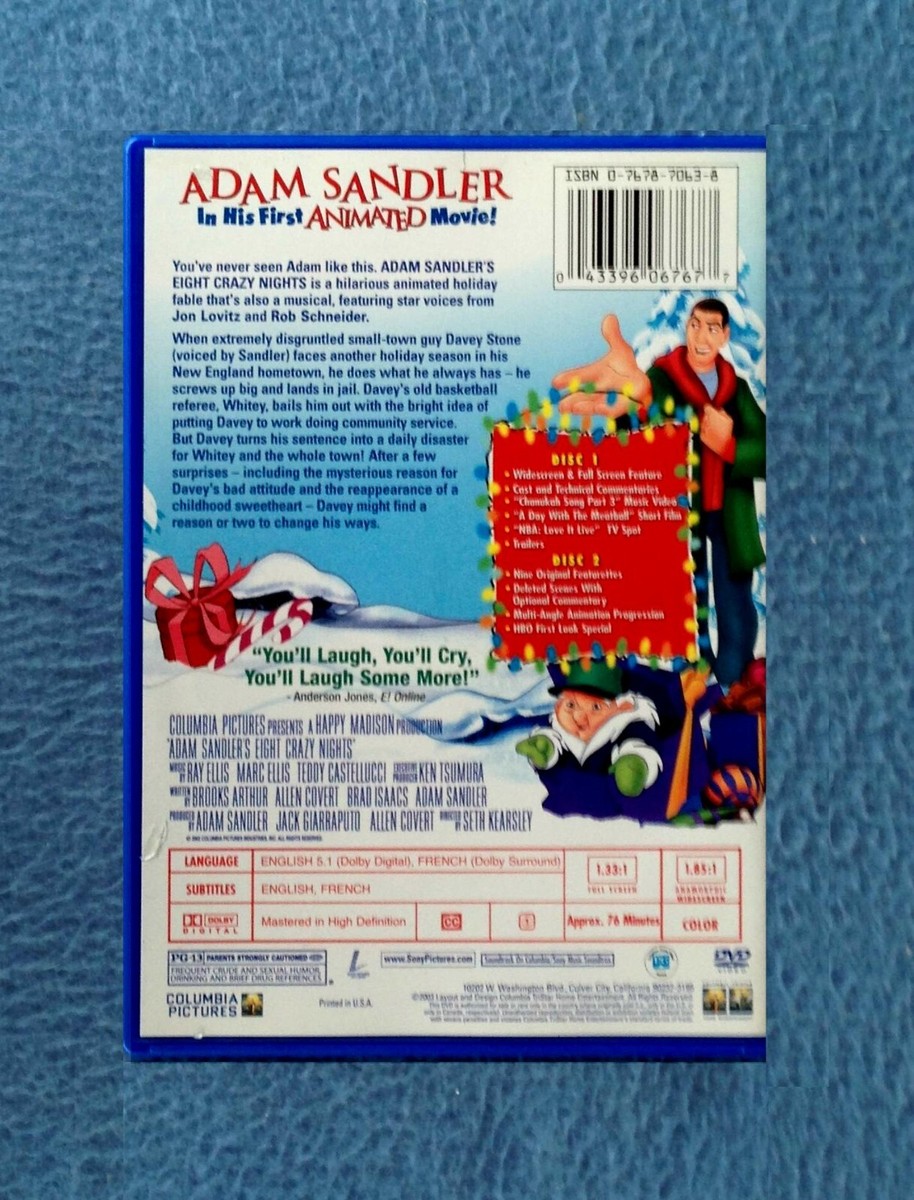 DVD EIGHT CRAZY NIGHTS 2 DVD DISC SET ADAM SANDLER CHRISTMAS MOVIE