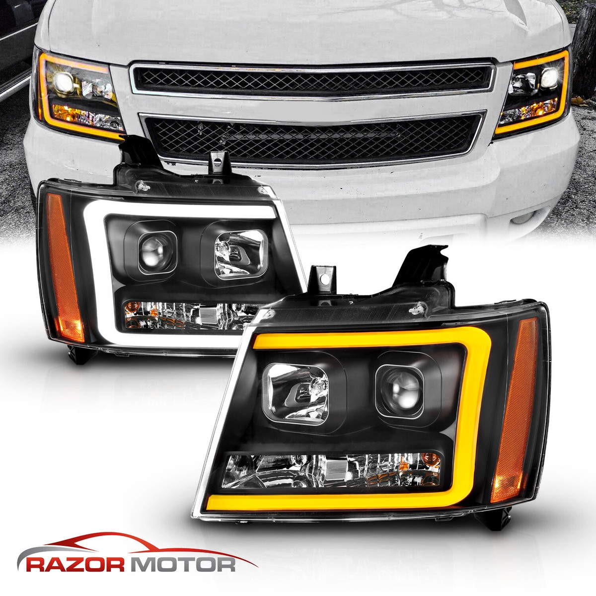 07-14 Fit Chevy Suburban/Tahoe/Avalanche Black LED Swtichback