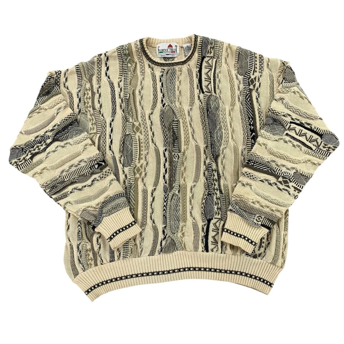 Vintage Florence Tricot Sweater Mens XL Coogi Style Textured Cosby