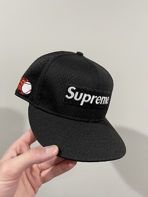Supreme New Era SS18 Black Mesh Baseball Fitted Box Logo Hat | eBay UK