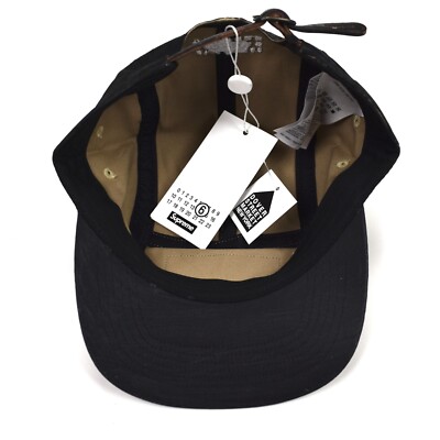 NWT Supreme Maison Margiela MM6 Black Paint Box Logo Hat Camp Cap
