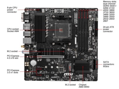 MSI B550M PRO-VDH WIFI AM4 AMD B550 SATA 6Gb/s USB 3.0 Micro ATX