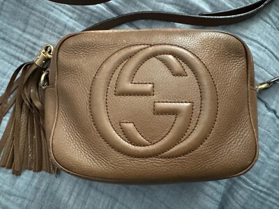 AUTHENTIC GUCCI SOHO DISCO PEBBLED LEATHER BAG CROSSBODY BROWN | eBay