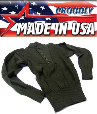 NEW Military Issue ARMY SWEATER 5 Button OD/Brown Army Jeep