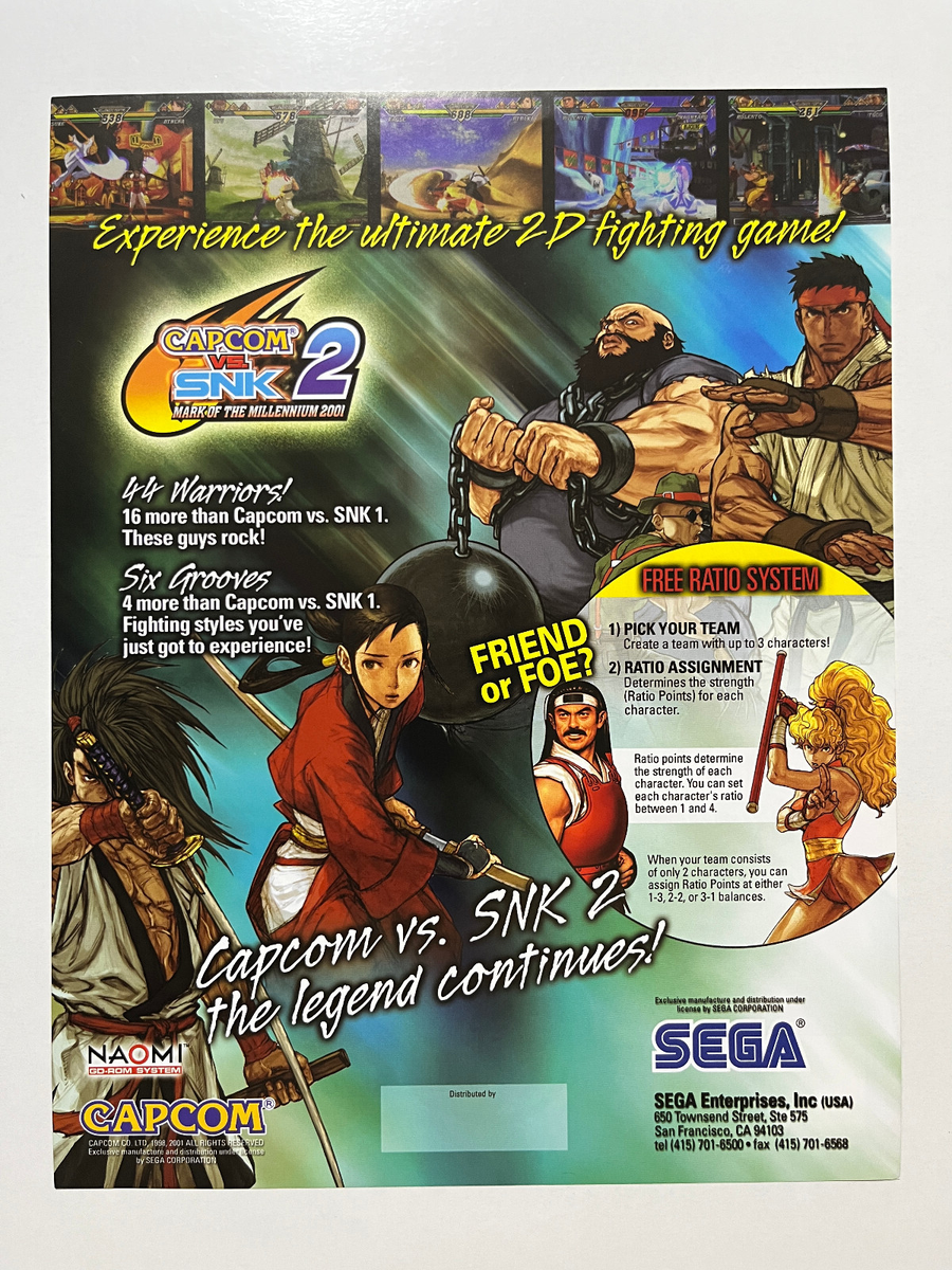 非売品 CAPCOM VS SNK 2 販促ポスター 未使用品 Vintage Print Ad 2001