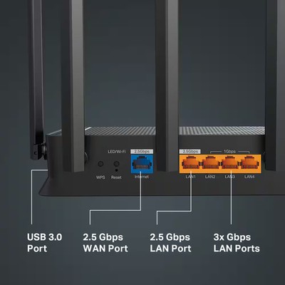 TP-Link - Archer BE6500 Dual-Band Wi-Fi 7 Router - Black | eBay