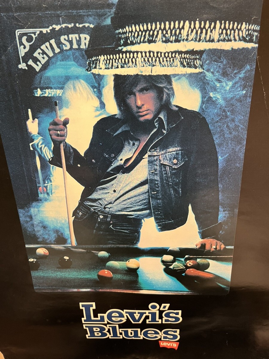 1970's Levi's Blue Jeans Poster 29x19. Man Playing Pool. | eBay