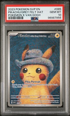 2023 Pokemon x Van Gogh Pikachu with Grey Felt Hat #085 Promo PSA