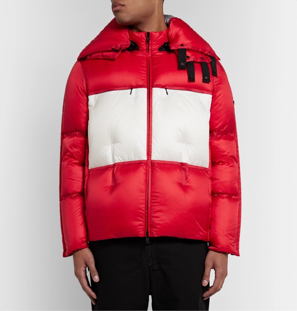 MONCLER GENIUS Men's Down Jacket Coat Puffer Red/Gray/White Hooded