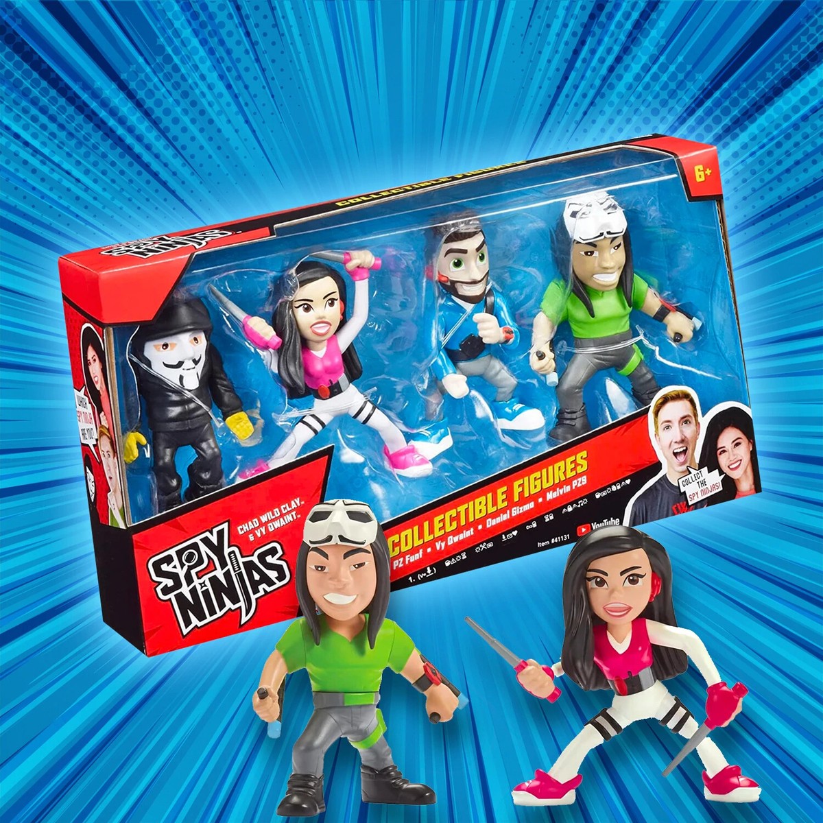 Spy Ninjas 4 Pack Collectible Figures Vy Qwaint, Daniel Gizmo