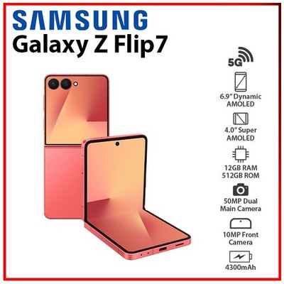 NEW) Samsung Galaxy Z Flip7 5G CORALRED 12GB+512GB Dual SIM