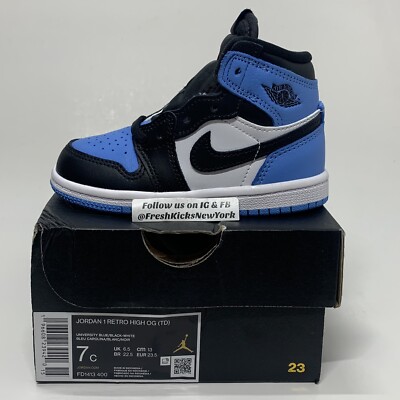Jordan 1 High UNC Toe Toddler Size 7c FD1413-400 AJ1 Retro